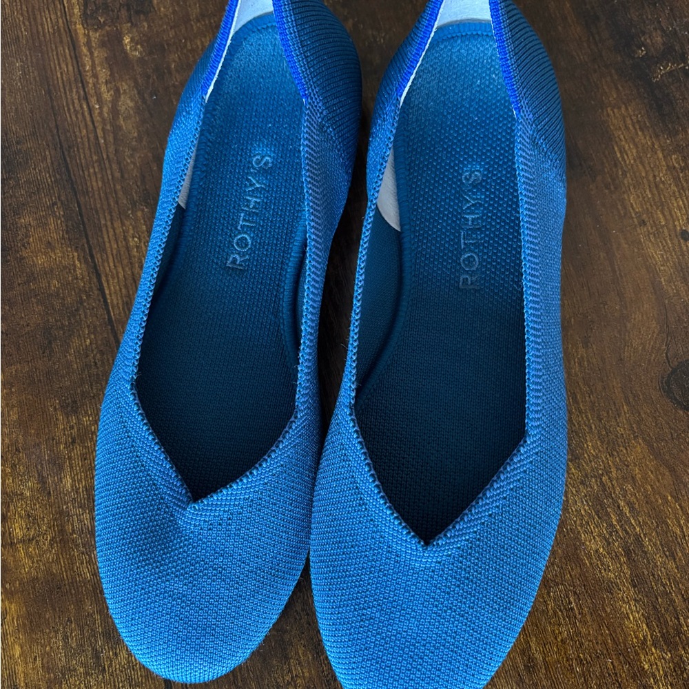 Rothy's Electric Blue Knit Pointed-Toe Flats